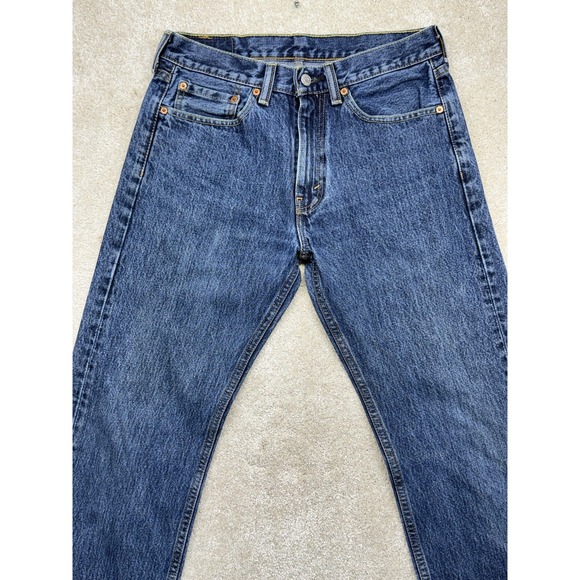 Levis 505 Jeans Mens 31x34 Blue Denim Straight Leg Medium Wash Casual Pants - Picture 2 of 12